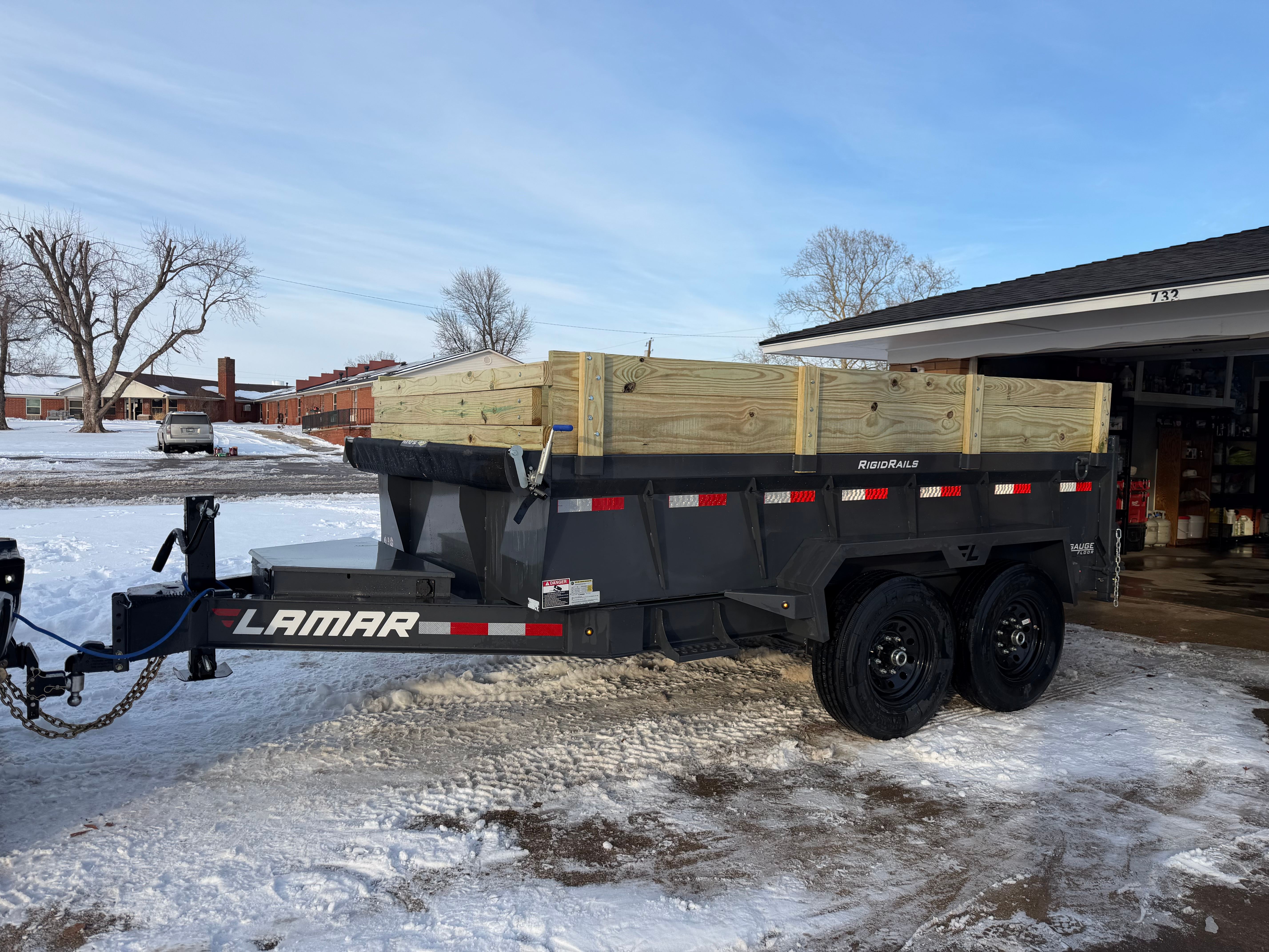 12 Foot Lamar Dump Trailer - Premium rental available in Hydro, Oklahoma